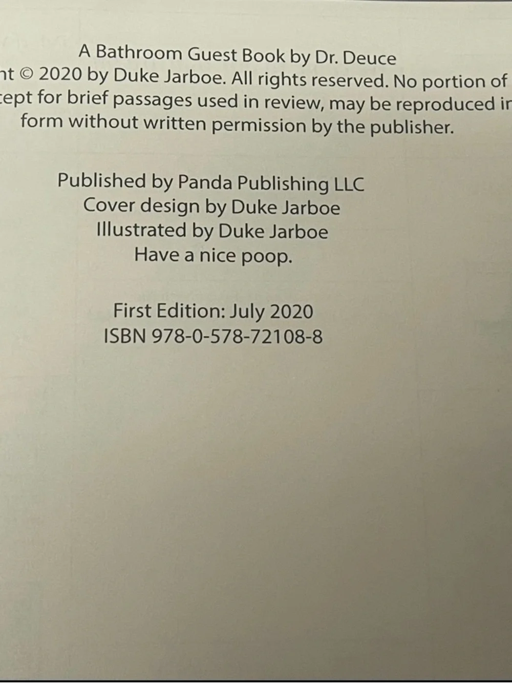 A Bathroom Guest Book by Dr. Deuce
